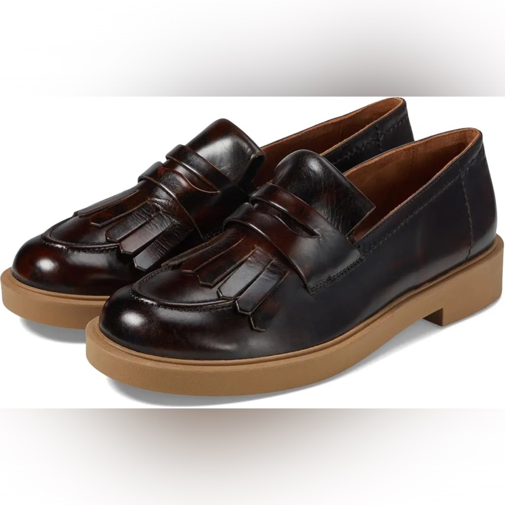 NEW Paul Green Stacy Kiltie Penny Loafer in Bark Brushed Leather UK 6 1/2 US 9